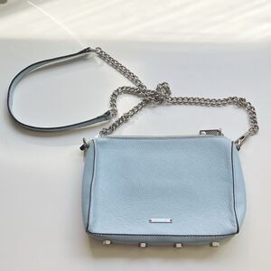 Rebecca Minkoff Pasel Light Blue Leather Crossbody Bag with studs and chain